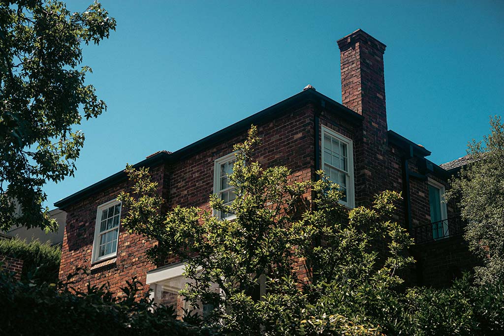 brick house with chimney