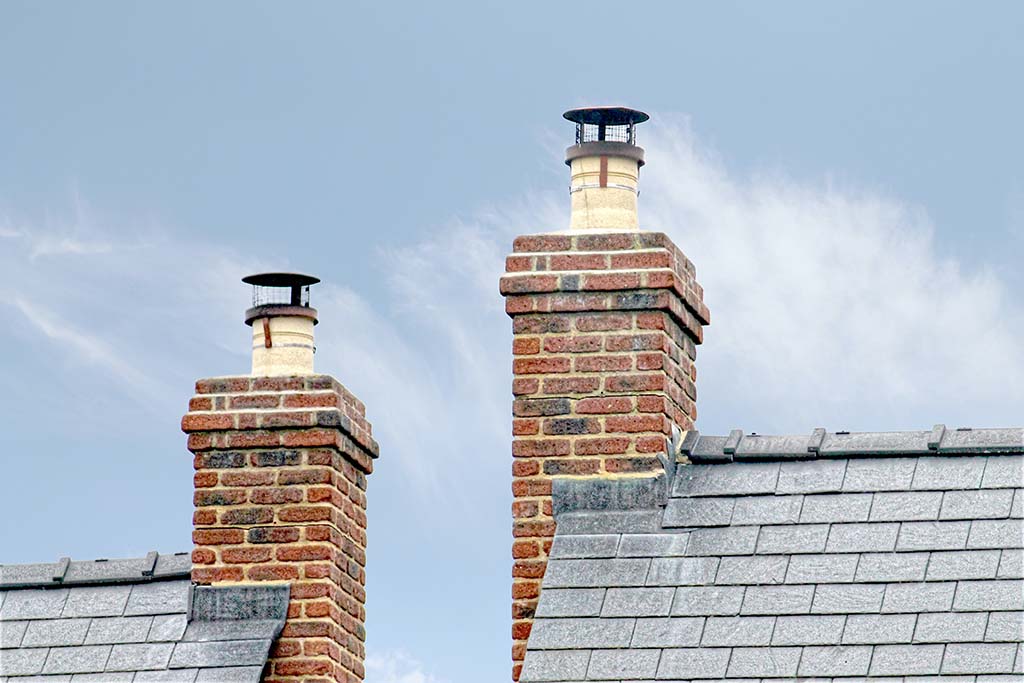 two chimneys on roof chimney leak